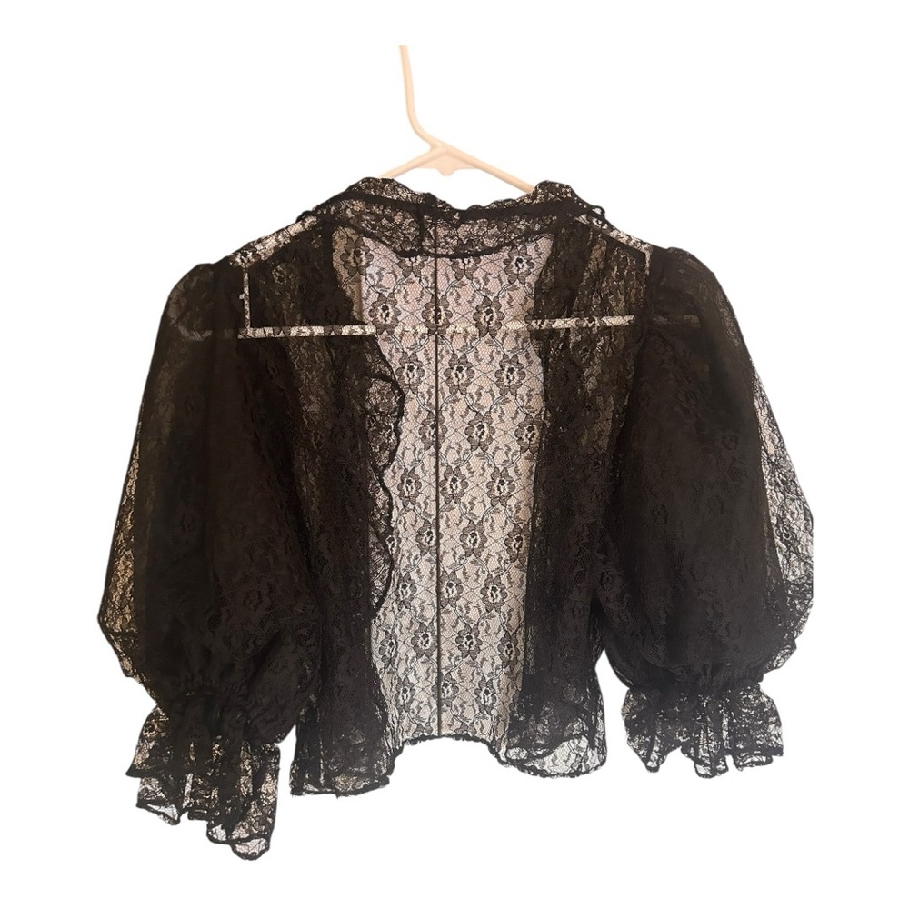 Vintage black lace witchy goth sheer cropped jacket Size medium